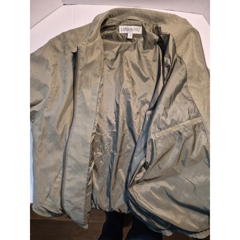 Vintage London‎ Fog Collection Men's L Khaki Suede-Look Jacket Bomber Classic